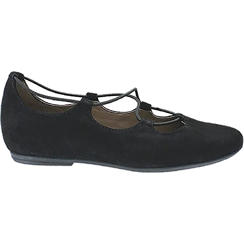 Women's Earth Essen Black Suede Open - Lacing Derby Look  