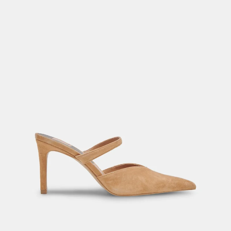 KANIKA WIDE HEELS TAN SUEDE Leather Driving Shoe Style  