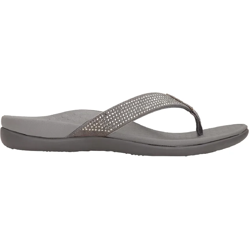 Women's Vionic Tide Rhinestones Pewter Suede Bespoke Shoe Aesthetic 