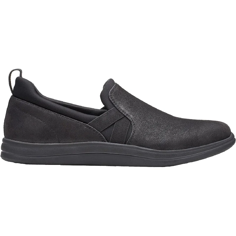 Women's Clarks Cloudsteppers Breeze Bali Black Fabric Ivy League Loafer Look 