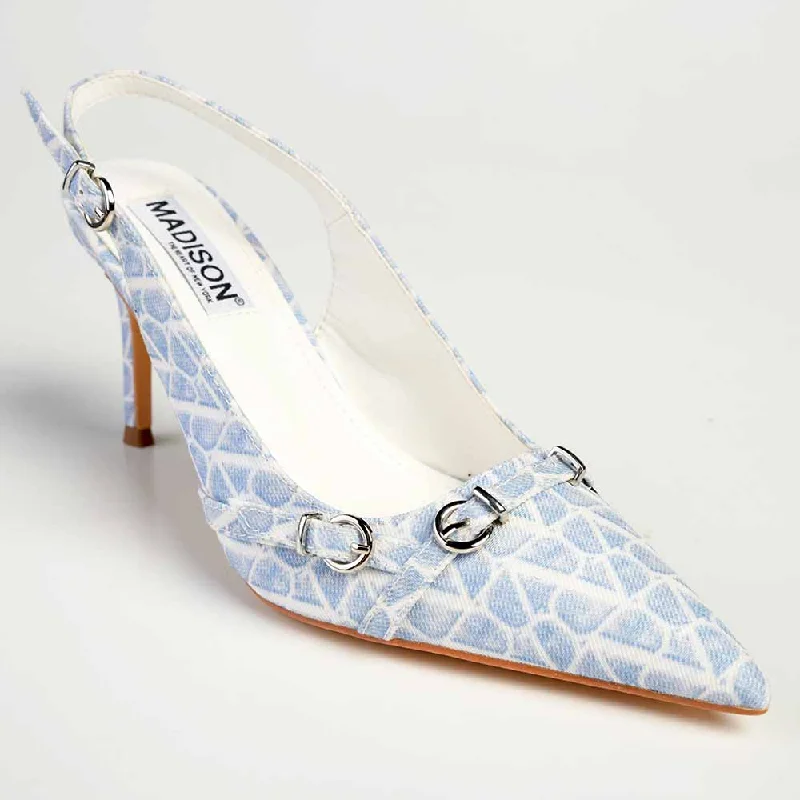 Madison Ingrid Stiletto - Blue Multi Ivy League - Inspired Derby Look 