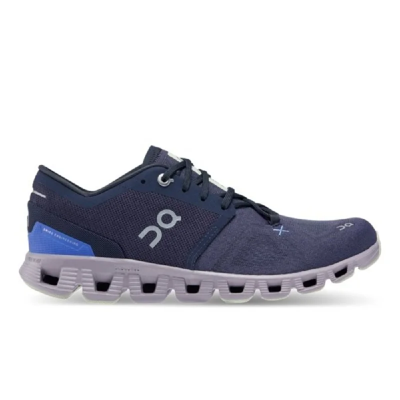 On Women's Cloud X 3 - Midnight/Heron Brogue Oxford Aesthetic 