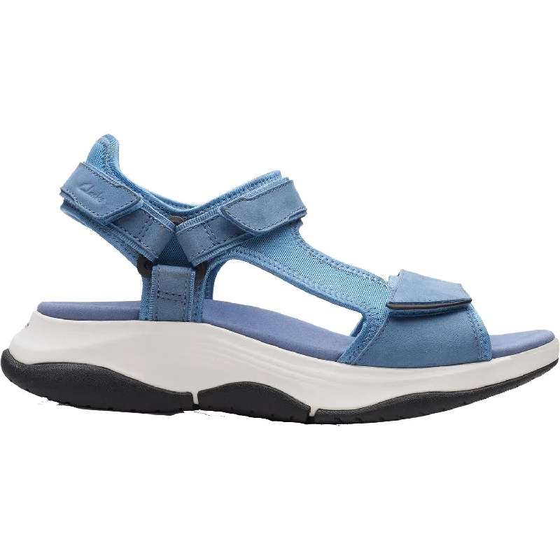 Women's Clarks Wave 2.0 Skip Blue Combi Textile/Nubuck Artisan - Crafted Loafer Style  