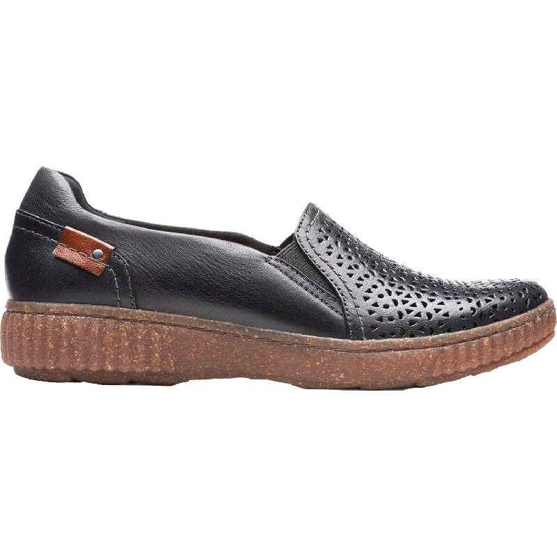 Women's Clarks Magnolia Aster Black Leather Casual Loafer Style          
