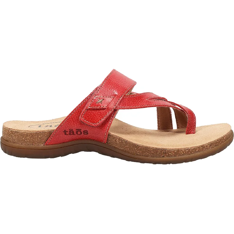 Women's Taos Perfect True Red Leather Moccasin Soft - Sole Style  