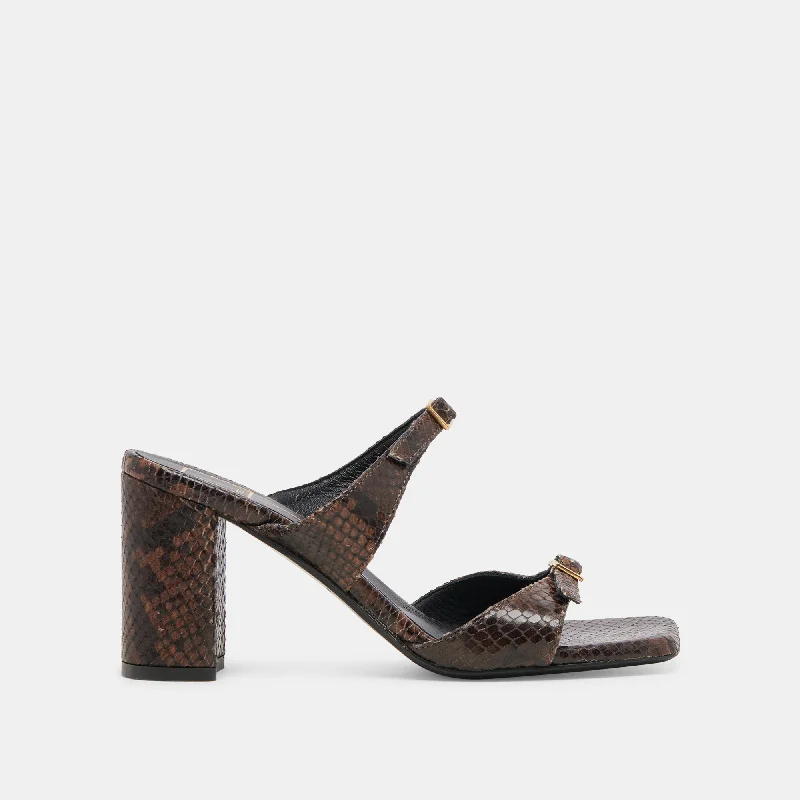 SHANE HEELS DK BROWN SNAKE EMBOSSED Business Monk Strap Style  