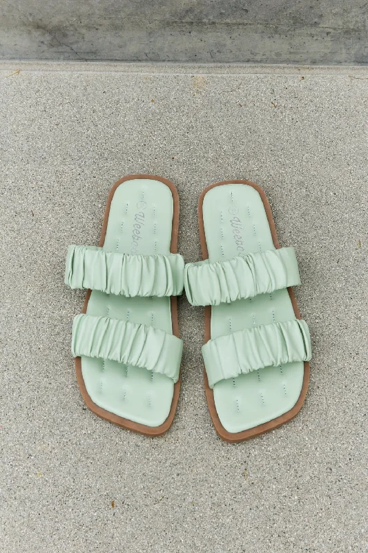 Double Strap Scrunch Sandal in Gum Leaf Blue Coast Loafer Aesthetic 