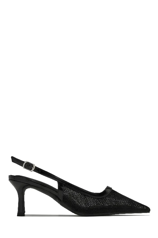 Chloey Slingback Mid Heel Pumps - Black Lightweight Tennis Sneaker Look  