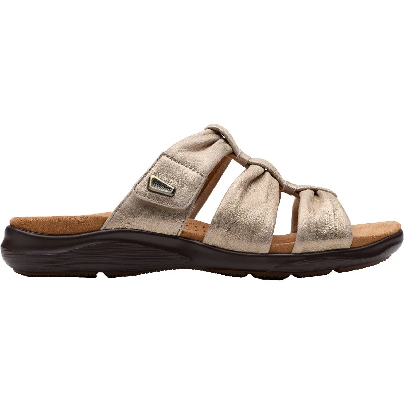 Women's Clarks Kitly Slide Metallic Leather Inflatable Shoe Look 