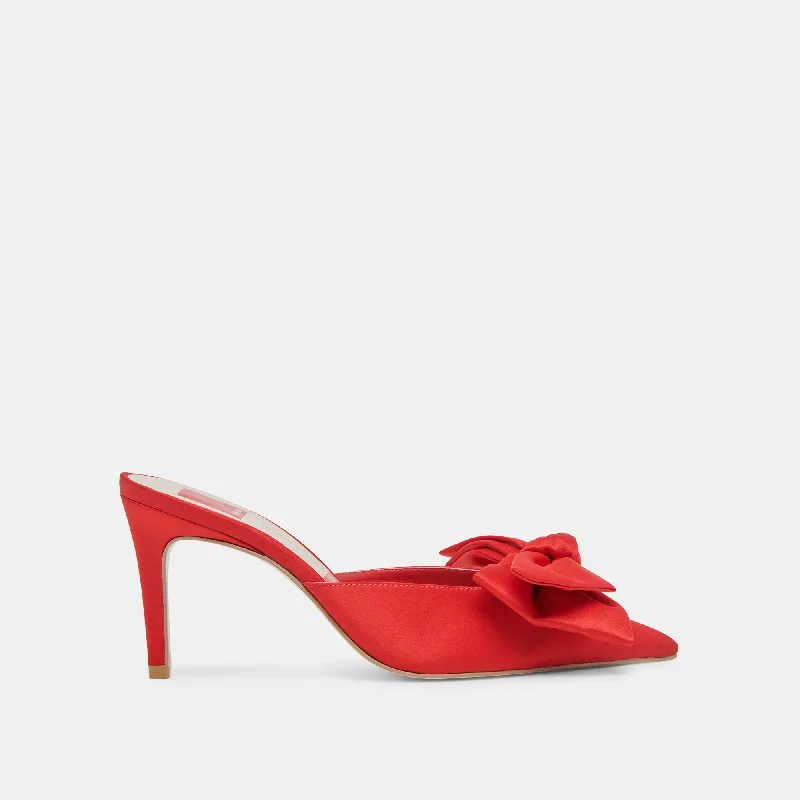 KAYLI HEELS RED SATIN Buckle -
