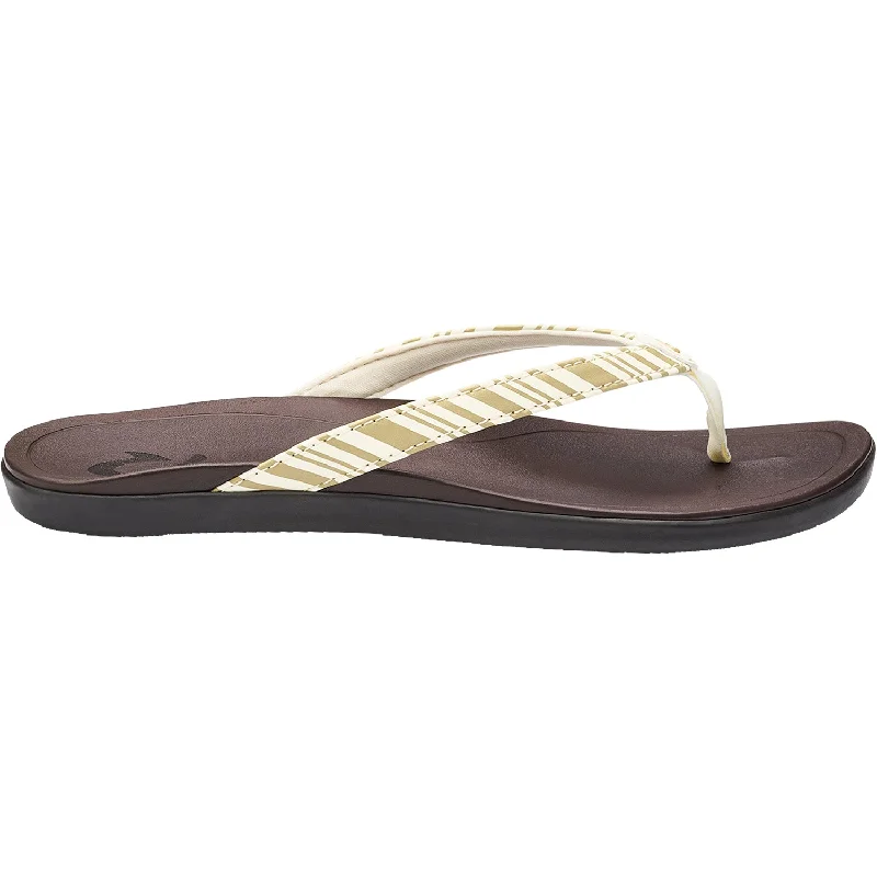 Women's OluKai Ho'opio Clay/Stripe Synthetic Comfortable Derby Style  