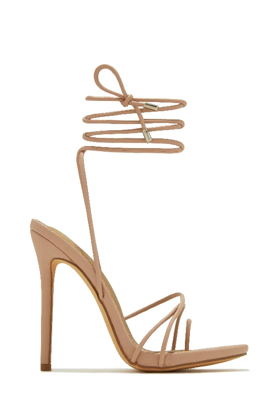 Whole Lotta Money Lace Up High Heels - Nude Tech - Inspired Sneaker Look  