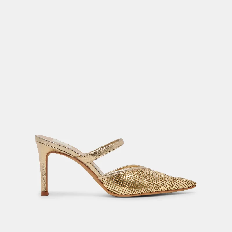 KANIKA MESH HEELS GOLD METALLIC MESH Two - Tone Shoe Design  