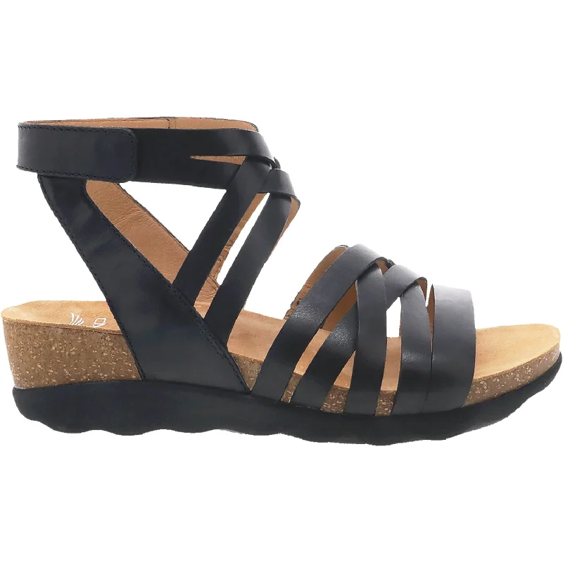 Women's Dansko Mirabella Black Waxy Burnished Leather Athleisure Derby Style  