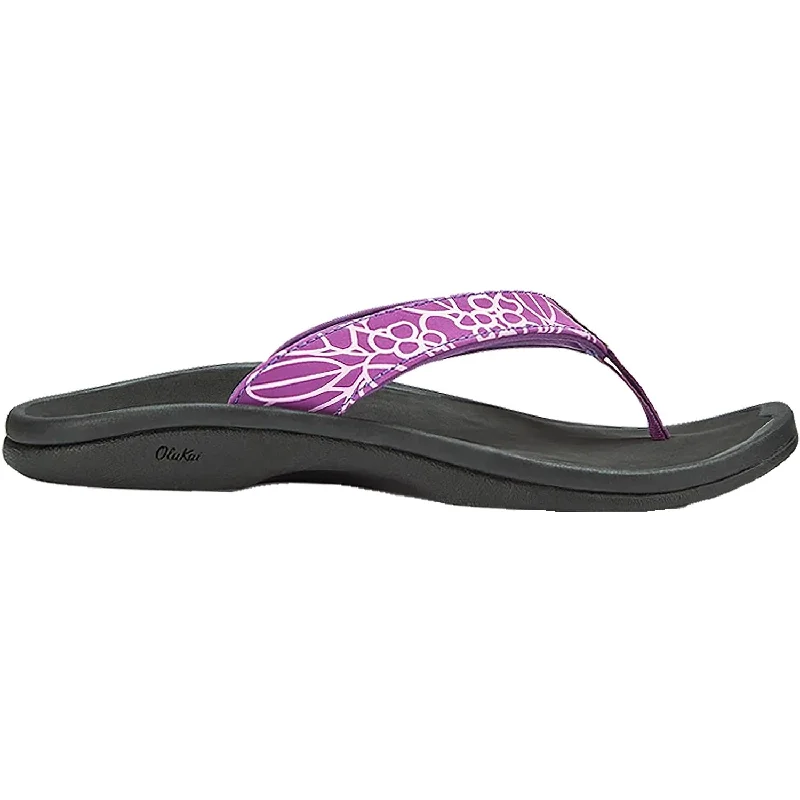 Women's OluKai Ohana Bright Violet/Onyx Synthetic Casual Loafer Style          