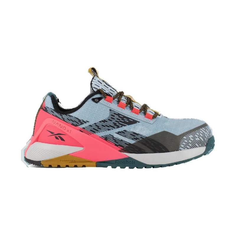 Reebok Work Women's Athletic Work Shoe Composite Toe - Blue/Salmon Rubber - Sole Plimsoll Look  
