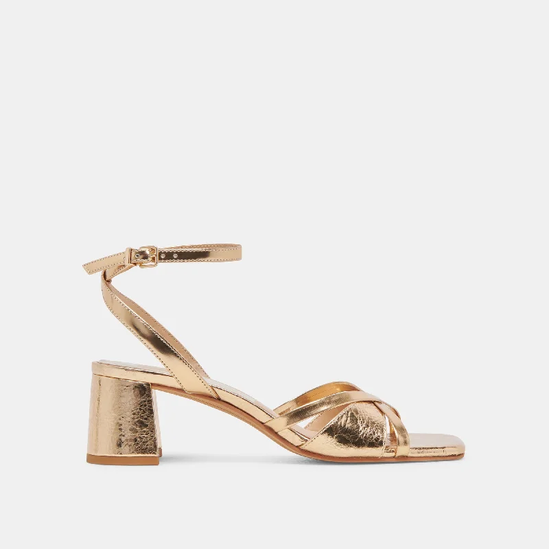 BLAKLY HEELS GOLD DISTRESSED LEATHER Tailored Oxford Style 