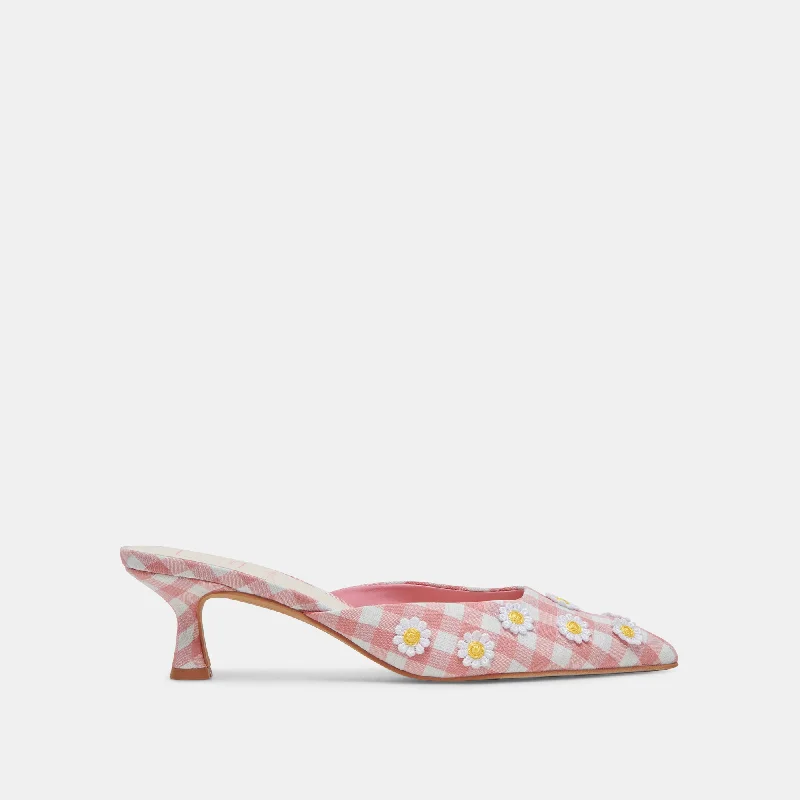 LILOU HEELS WHITE PINK GINGHAM Waterproof Hiking Boot Design  