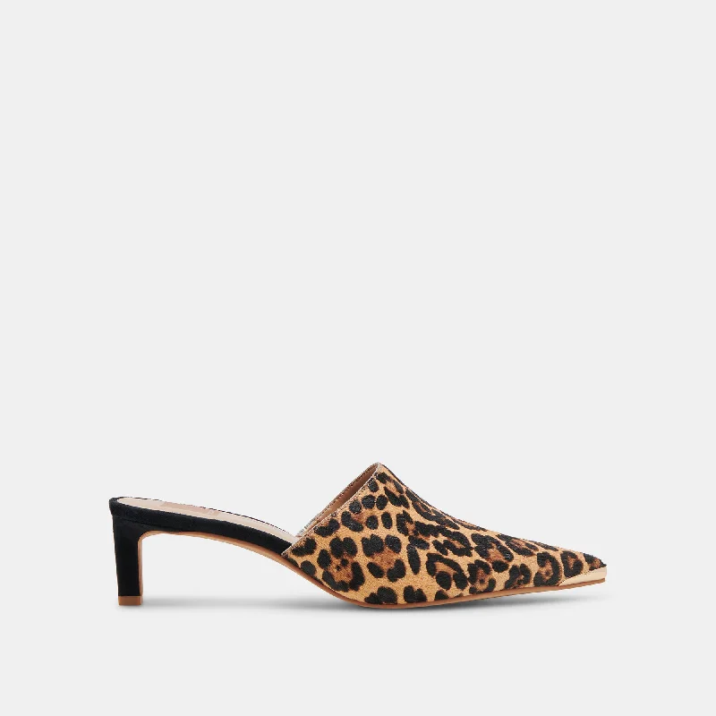 LEXY HEELS DK LEOPARD CALF HAIR Strap - Up Sandal Resort Style  