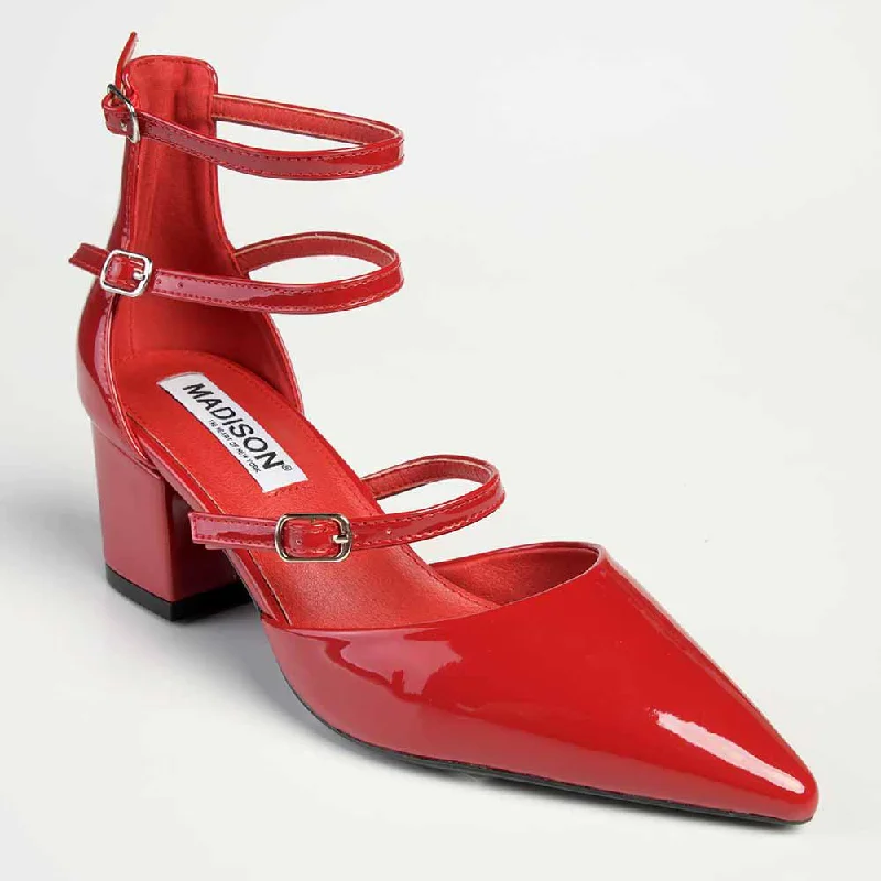 Madison Ivy Low Block Heel - Dark Red Victorian - Era Boot Style  