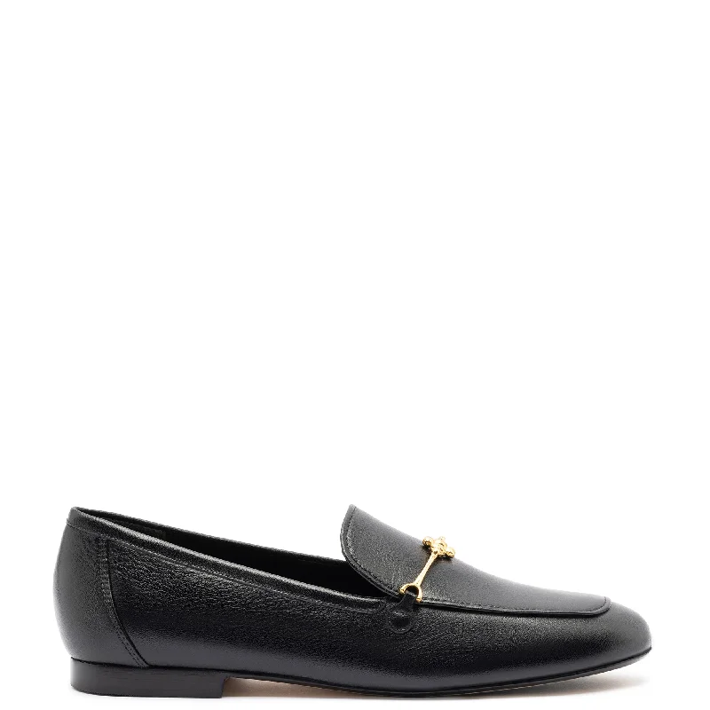Katherine Loafer In Black Leather Elastic - Sided Chelsea Look  