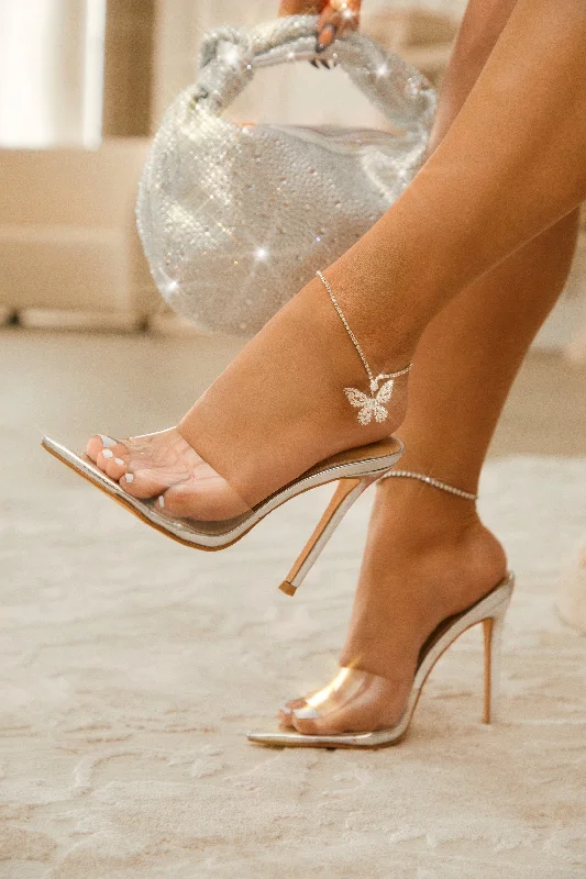 Beauty Blogger Clear Strap Heel Mules - Silver Smart - Shoe Functionality Style  