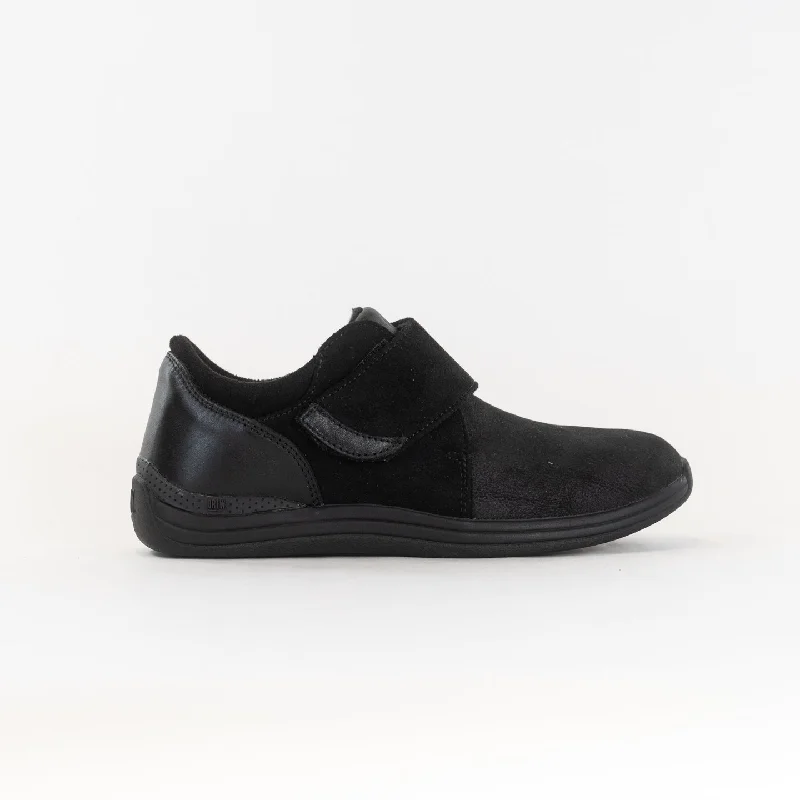 Drew Moonlite (Women's) - Black Stretch Leather Rubber - Sole Plimsoll Look  