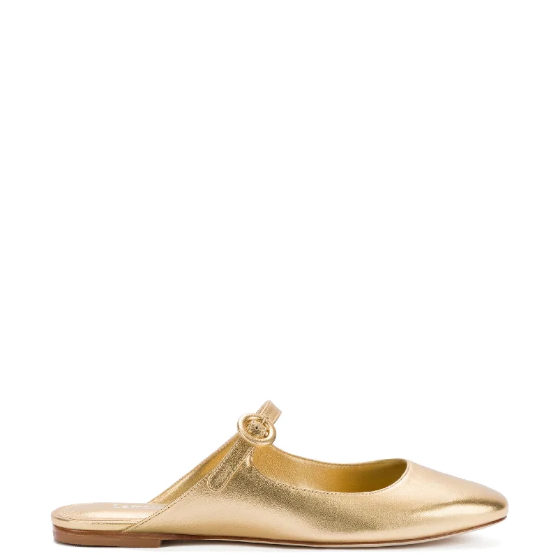 Blair Flat Mule In Gold Metallic Leather Quick - Dry Hiking Shoe Style   