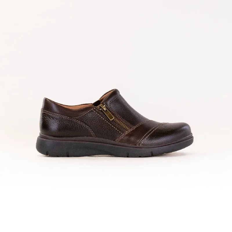Clarks Certina Pure (Women's) - Dark Brown Leather Paisley Print Shoe Design  