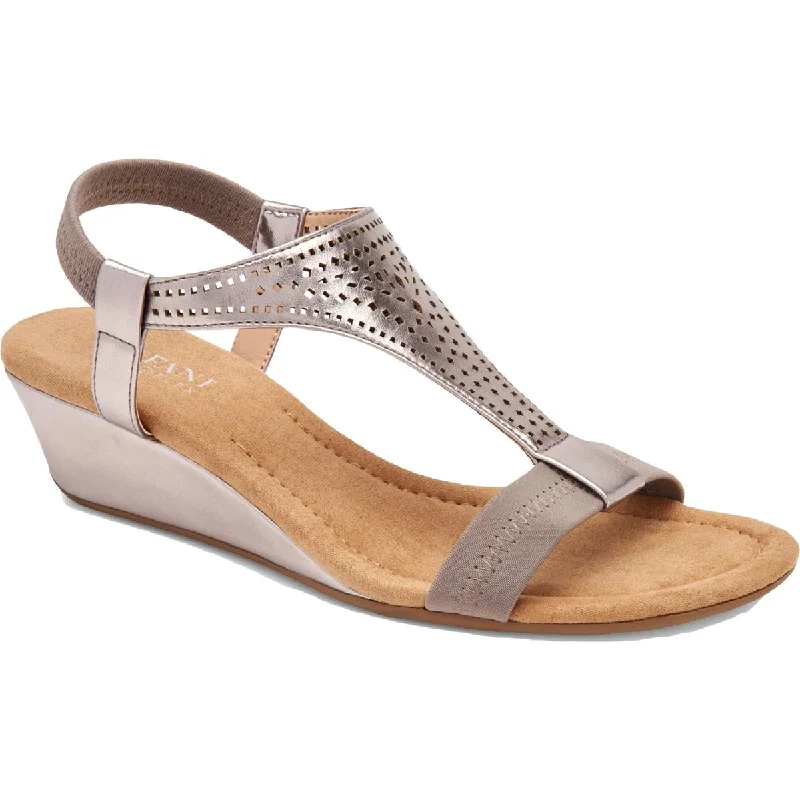 Alfani Womens Vacanzaa 2 Faux Leather T-Strap Wedge Sandals Business Monk Strap Style Alfani Womens Vacanzaa 2 Faux Leather T-Strap Wedge Sandals Business Monk Strap Style