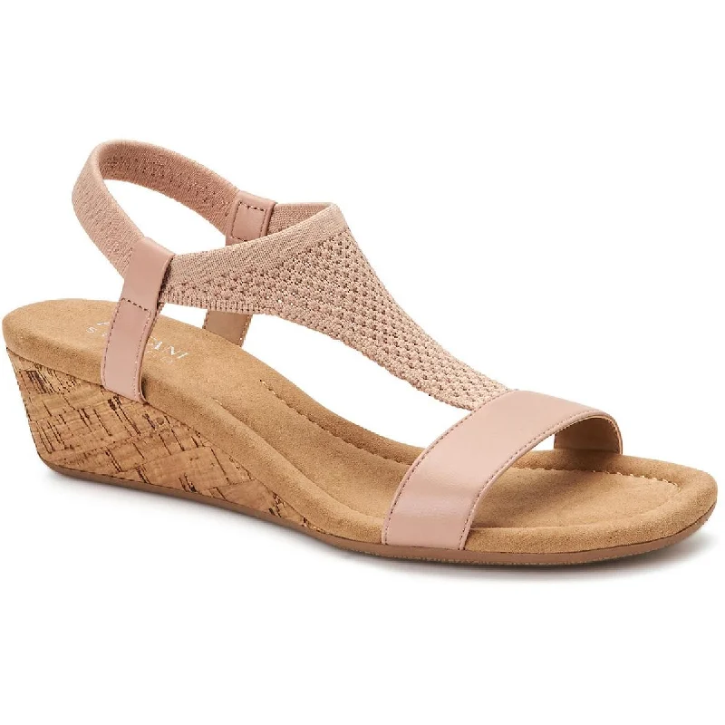 Alfani Womens Vacanzaa T-Strap Wedge Sandals Patchwork Shoe Aesthetic  