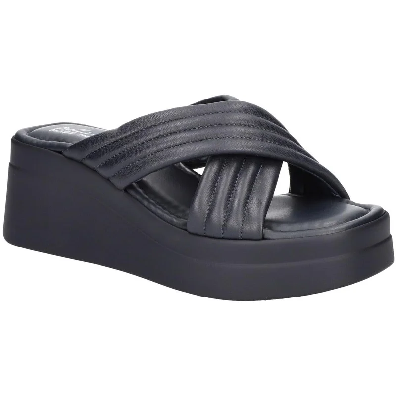 Bella Vita Womens 51-1961 Leather Slip On Wedge Sandals Athleisure Derby Style  