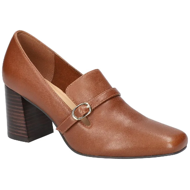 Bella Vita Womens Ashton Leather Slip On Loafer Heels Memory - Foam Slipper Look  