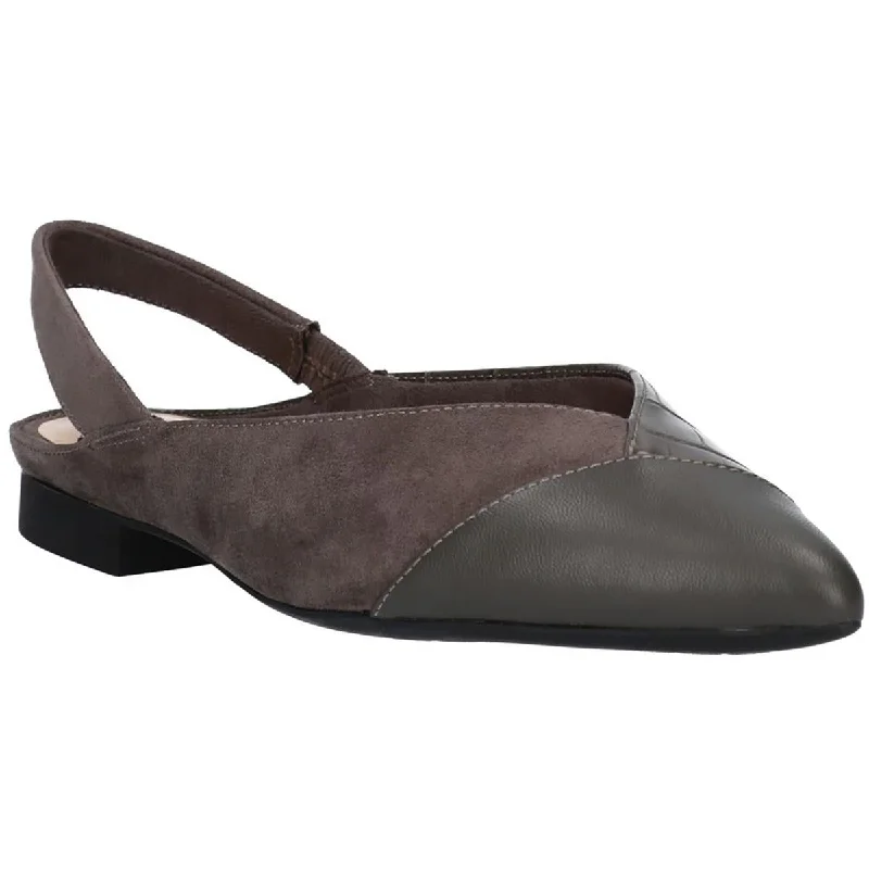 Bella Vita Womens Faux Leather Pointed Toe Slingback Heels Wingtip Oxford Design 