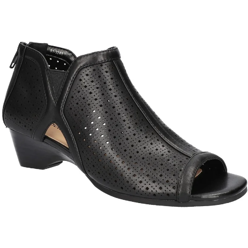Bella Vita Womens Remy Open Toe Zip Back Wedge Heels British Gentleman Oxford Style  