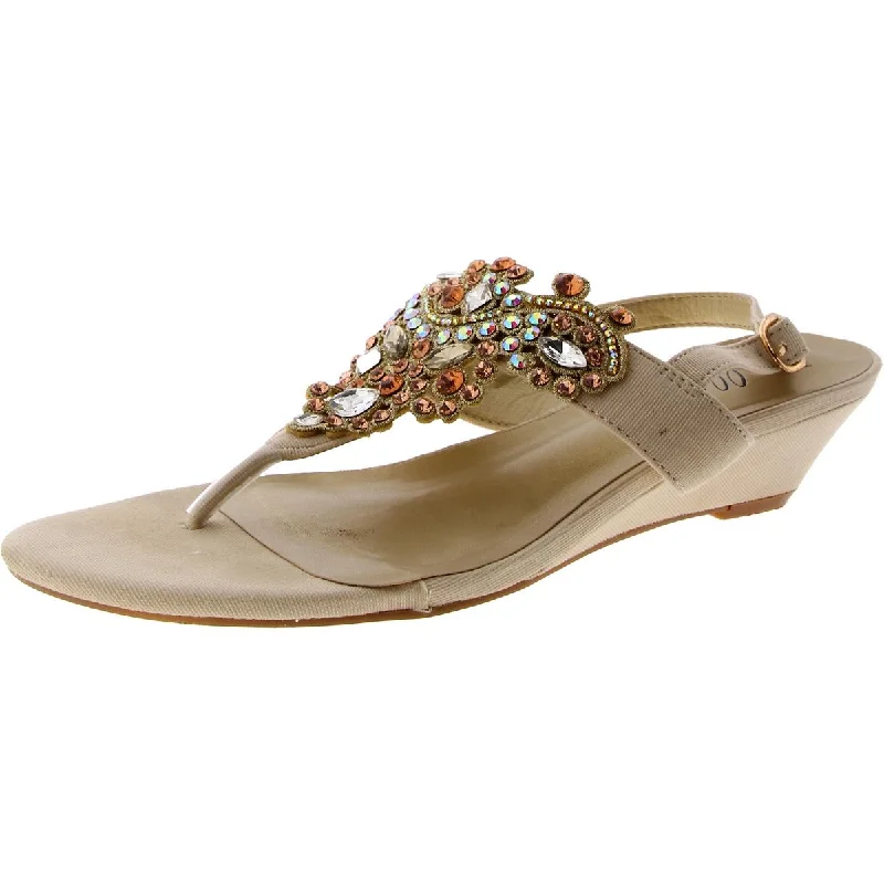 Bellini Womens Loni Canvas Thong T-Strap Sandals Ankle - High Military Boot Style  