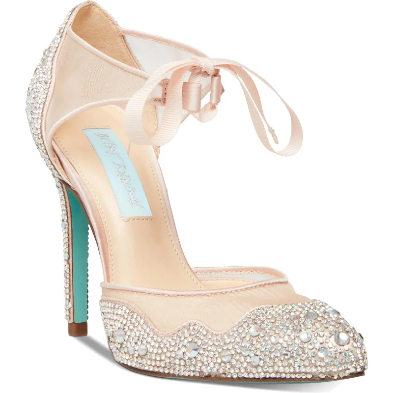Betsey Johnson Womens Iris Embellished Stiletto Evening Heels Tailored Oxford Style 