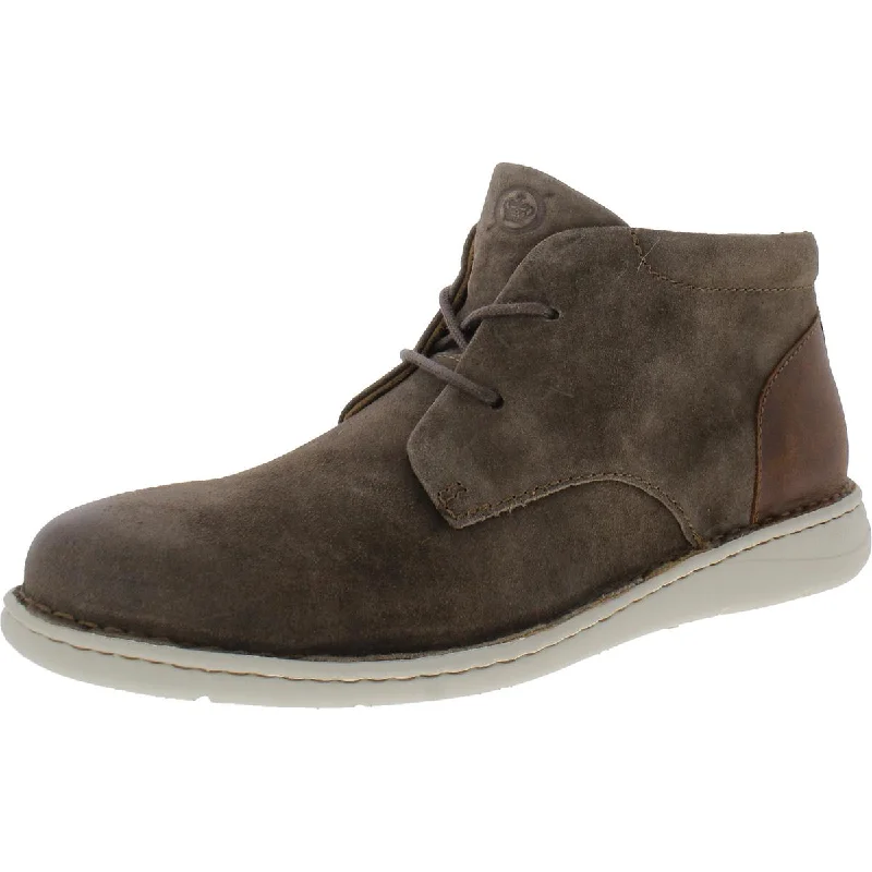 Born Mens Theo Leather Round Toe Chukka Boots Single - Buckle Monk Look  