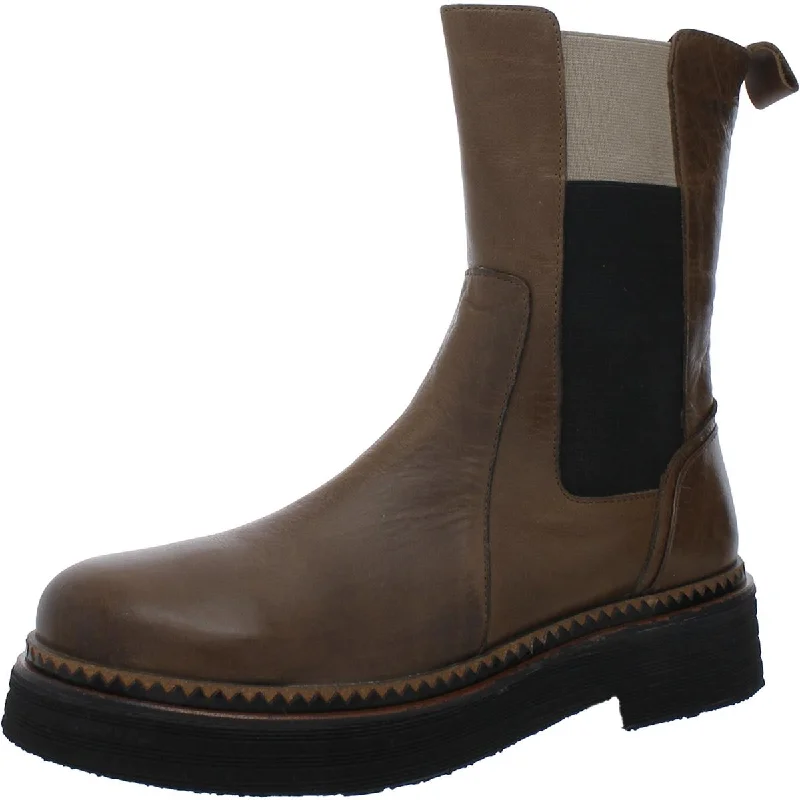 Bueno Mens Gizelle Leather Round Toe Wedge Boots Memory - Foam Slipper Look  