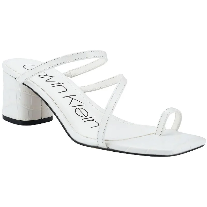 Calvin Klein Womens Belma Solid Strappy Block Heel Ivy League Loafer Look 
