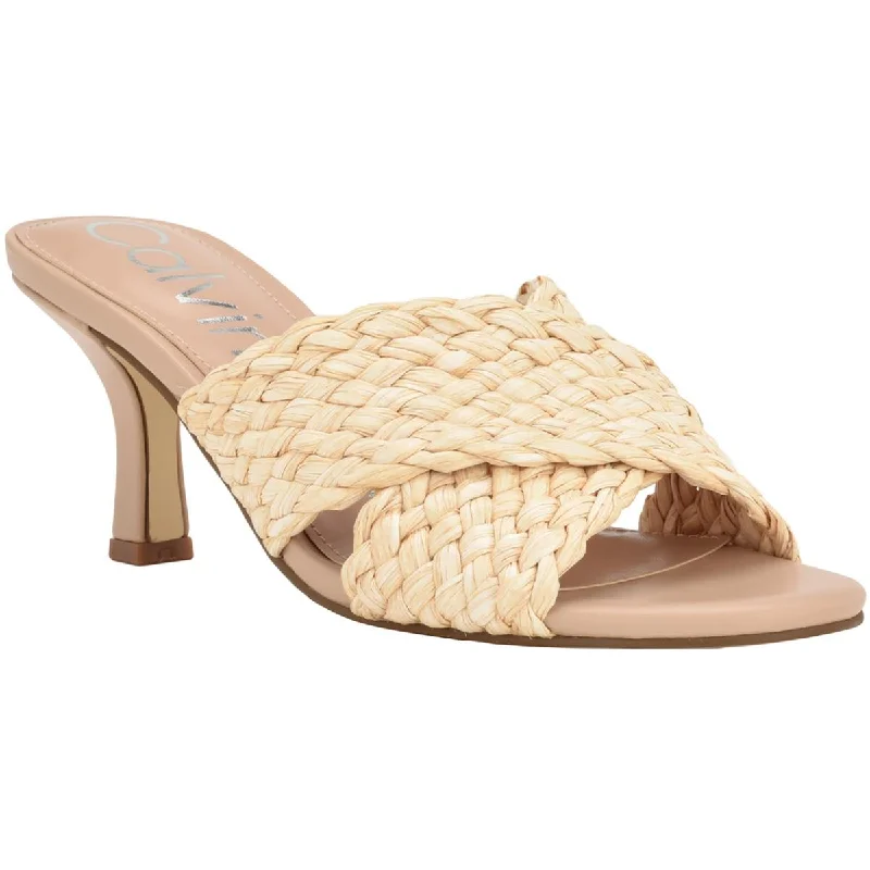 Calvin Klein Womens Chetol2  Woven Slip On Heels Strap - Up Sandal Resort Style  