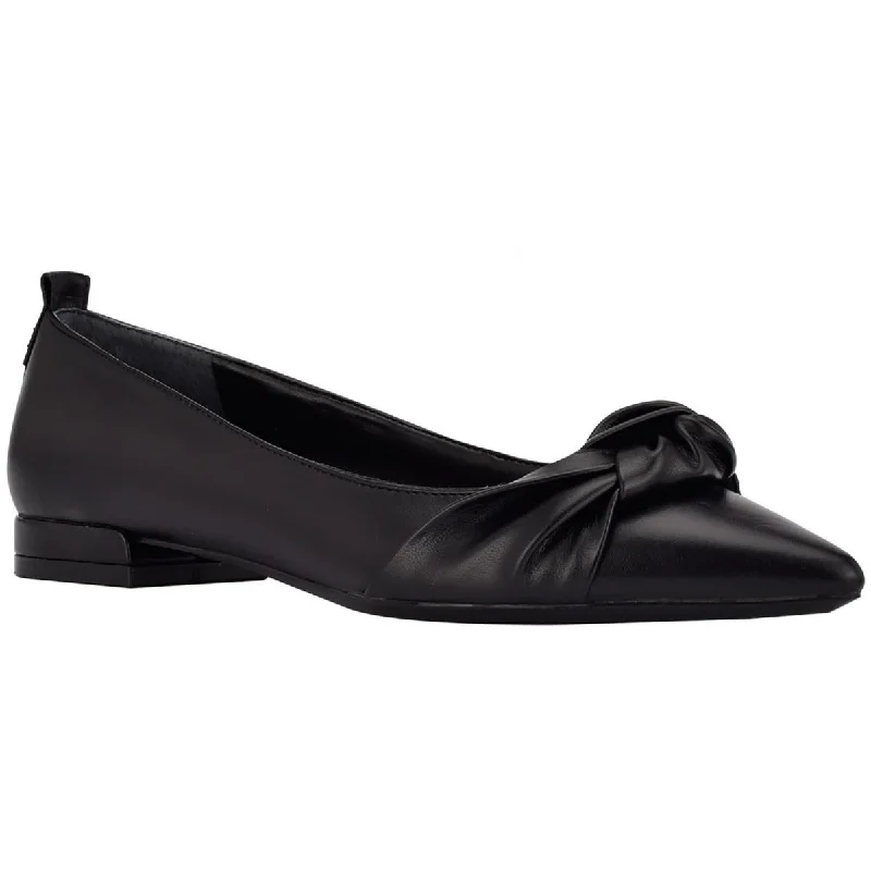 Calvin Klein Womens Kendy Faux Leather Slip-On Ballet Flats Striped Shoe Style  