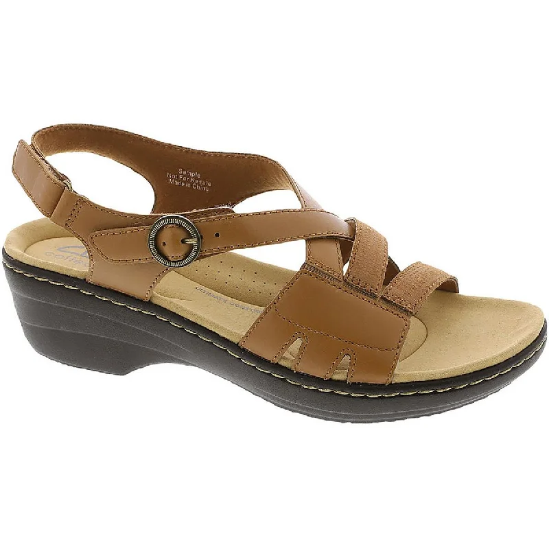 Clarks Womens Merliah Bonita Leather Adjustable Ankle Strap Monochromatic Shoe Look  