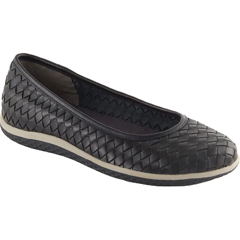 David Tate Womens Dazzle Leather Woven Ballet Flats Inflatable Shoe Look 