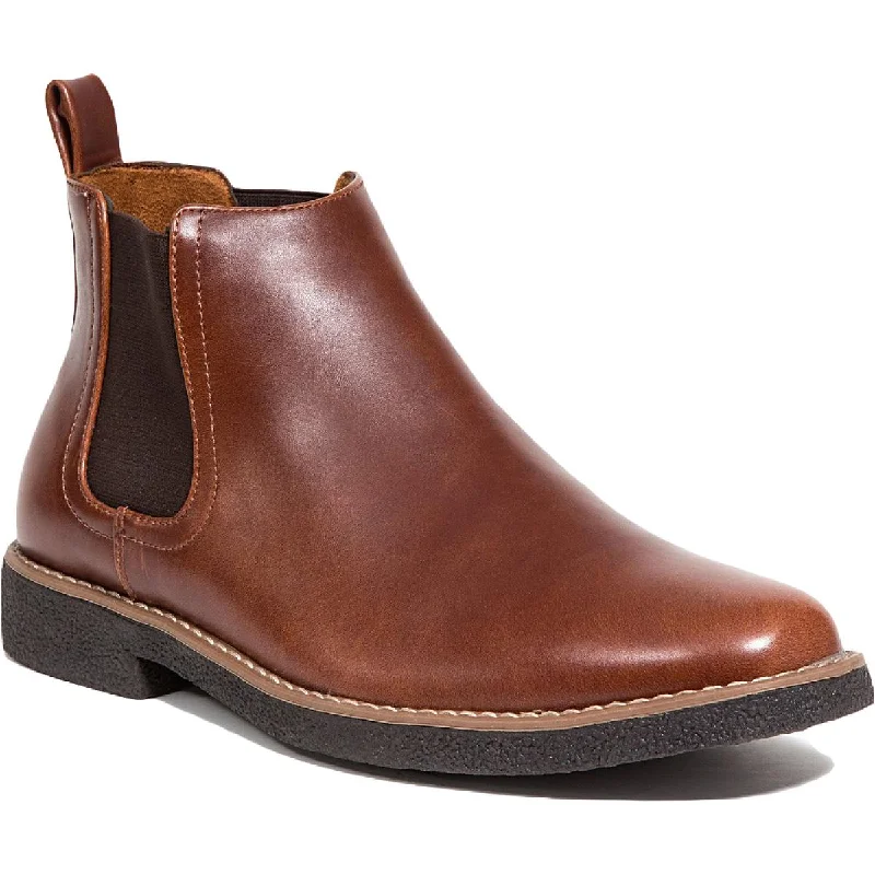 Deer Stags Mens Rockland Faux Leather Slip On Ankle Boots Ivy League Loafer Look 