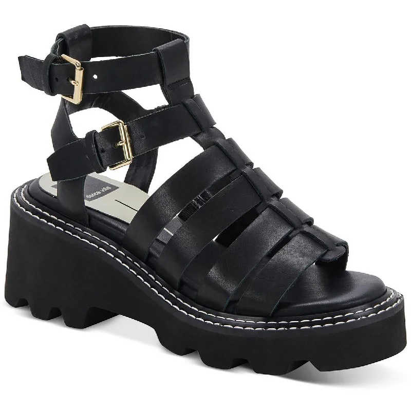 Dolce Vita Womens Galore Buckle Heel Gladiator Sandals Open - Lacing Derby Look  