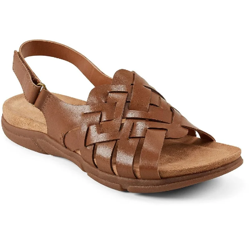 Easy Spirit Womens Maryan  Leather Adjustable Wedge Sandals Tailored Oxford Style 