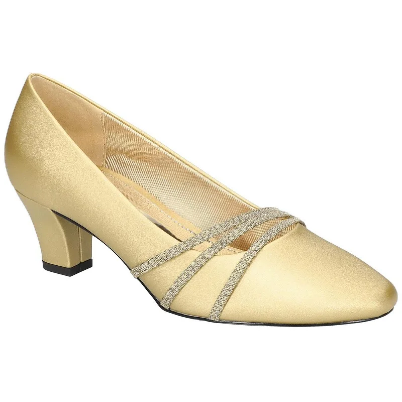 Easy Street Womens Cristiny Satin Glitter Pumps Leather Driving Shoe Style  