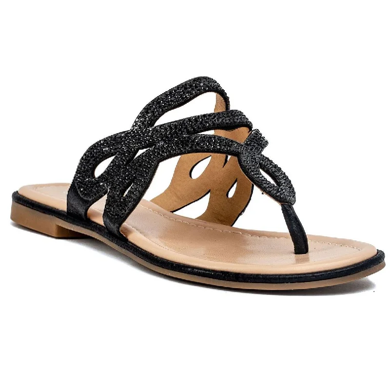 GC Shoes Womens Amelia Embellished Flat Sandals Ivy League Loafer Look 