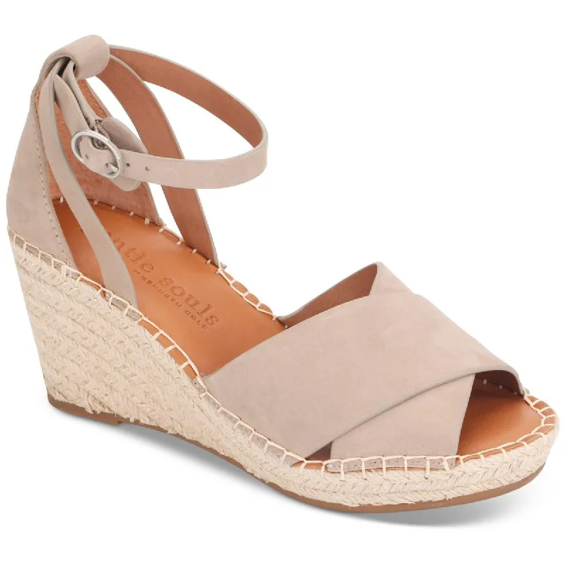 Gentle Souls by Kenneth Cole Womens Charli Leather Sandal Wedge Heels Buckle -